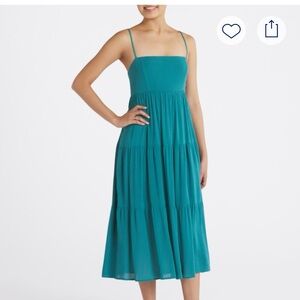 Gilli Turquoise Spaghetti Strap Midi Dress